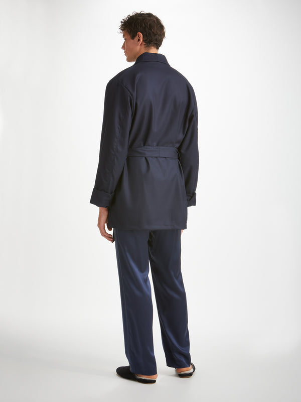 Derek Rose Men's Smoking Jacket Westminster 2 Wool Navy Navy