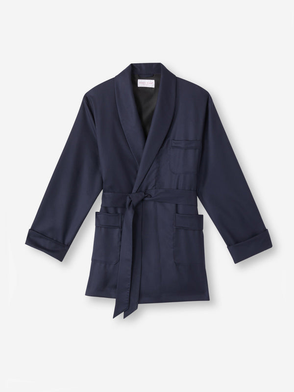 derek rose Men's Smoking Jacket Westminster 2 Wool Navy Navy