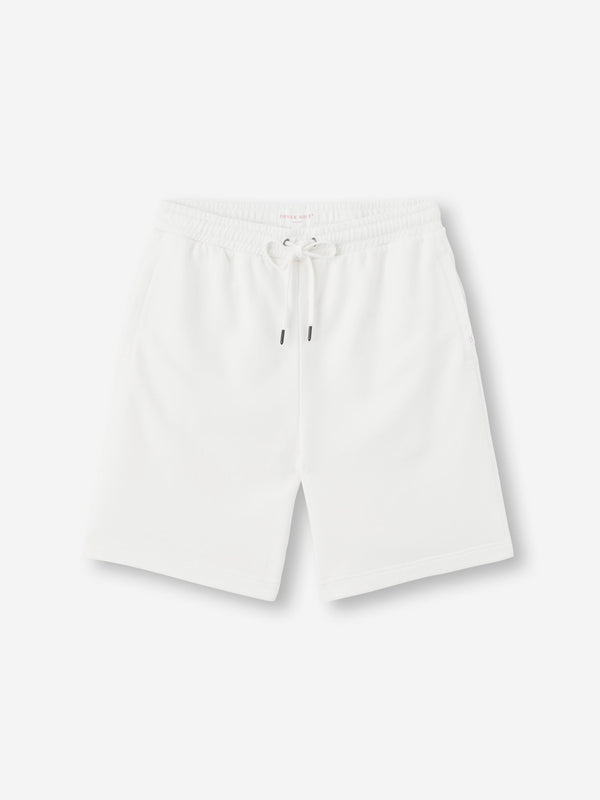 derek rose Men's Sweat Shorts Quinn Cotton Modal White White