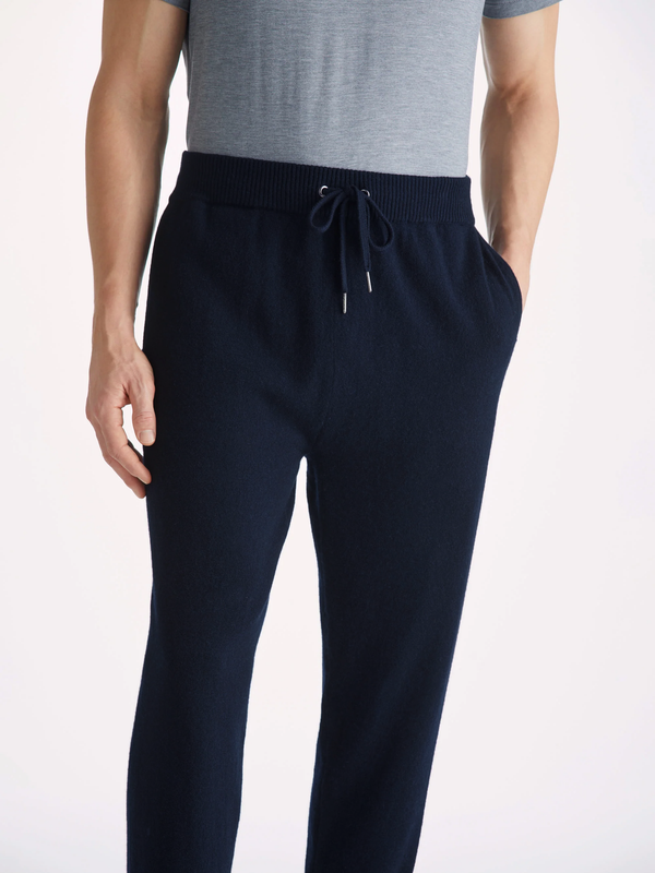 Derek Rose Men's Sweater And Track Pants Set Finley Cashmere Navy Navy