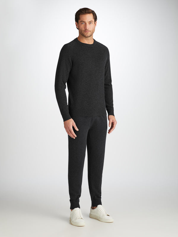 derek rose Men's Sweater and Track Pants Set Finley Cashmere Charcoal Charcoal