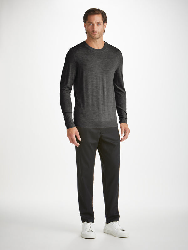 Derek Rose Men's Sweater Orson Merino Wool Charcoal Charcoal