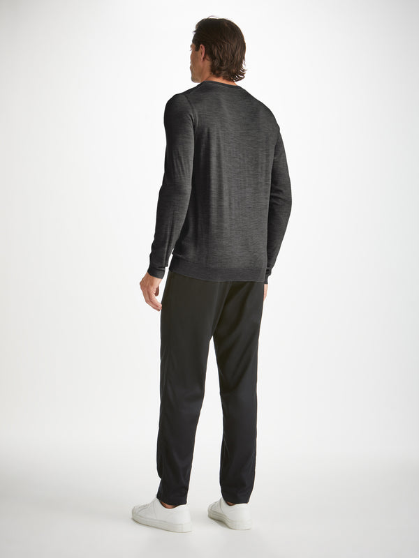 Derek Rose Men's Sweater Orson Merino Wool Charcoal Charcoal