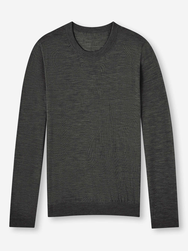 derek rose Men's Sweater Orson Merino Wool Charcoal Charcoal