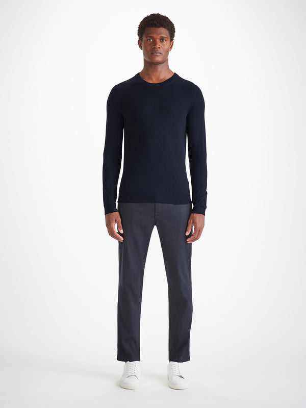Derek Rose Men's Sweater Orson Merino Wool Navy Navy