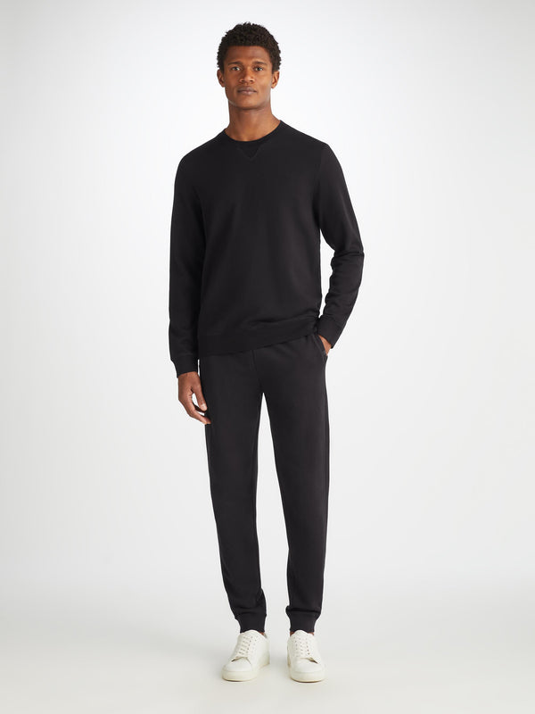 Derek Rose Men's Sweatshirt Quinn Cotton Modal Black Black