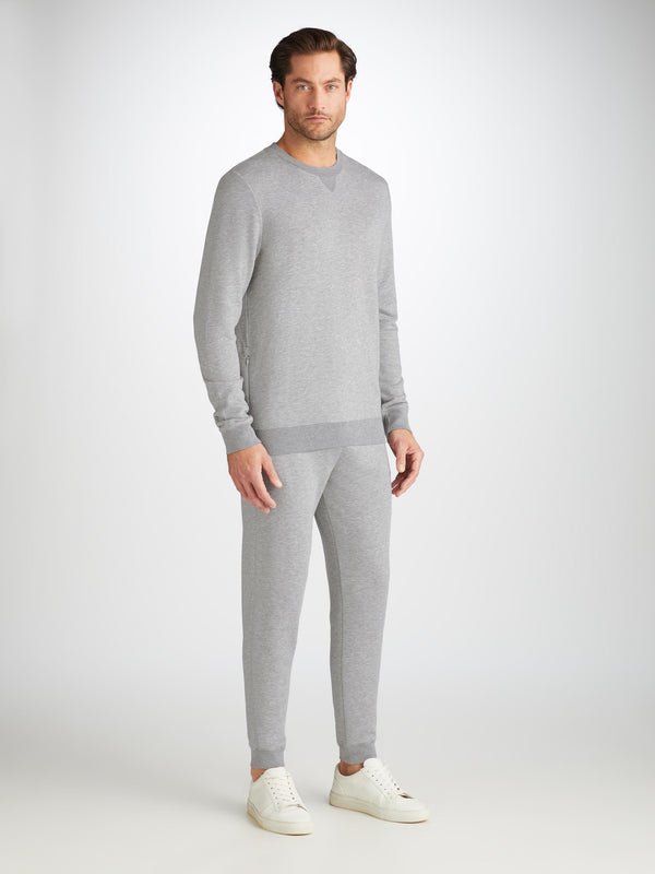 Derek Rose Men's Sweatshirt Quinn Cotton Modal Silver Silver