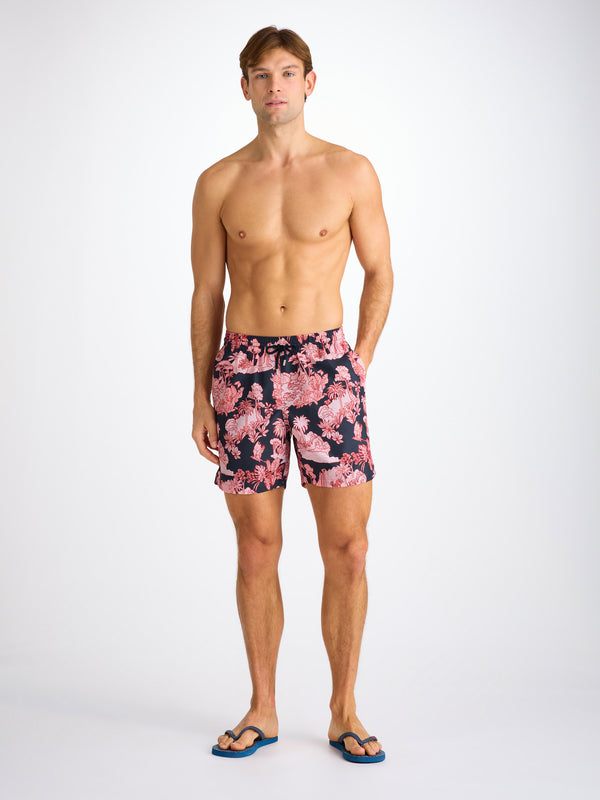 Derek Rose Men's Swim Shorts Navy Island Hopping Print Navy