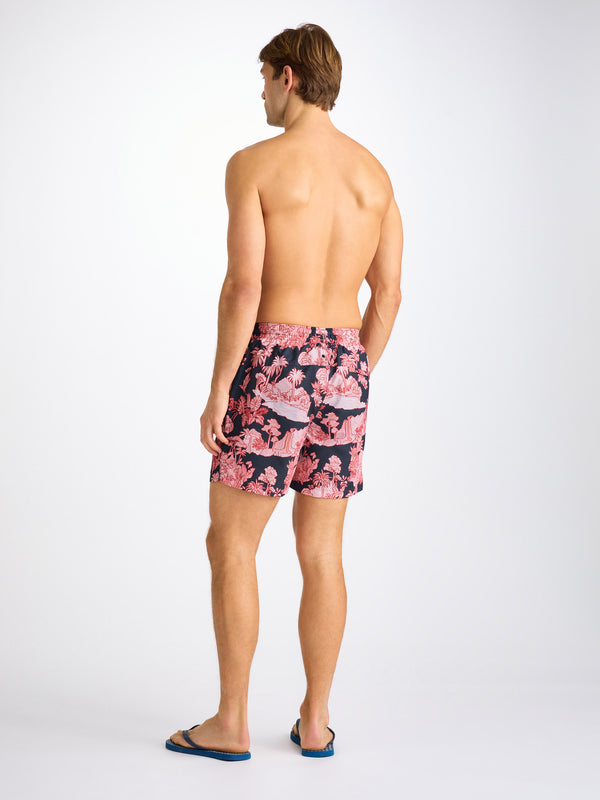 Derek Rose Men's Swim Shorts Navy Island Hopping Print Navy