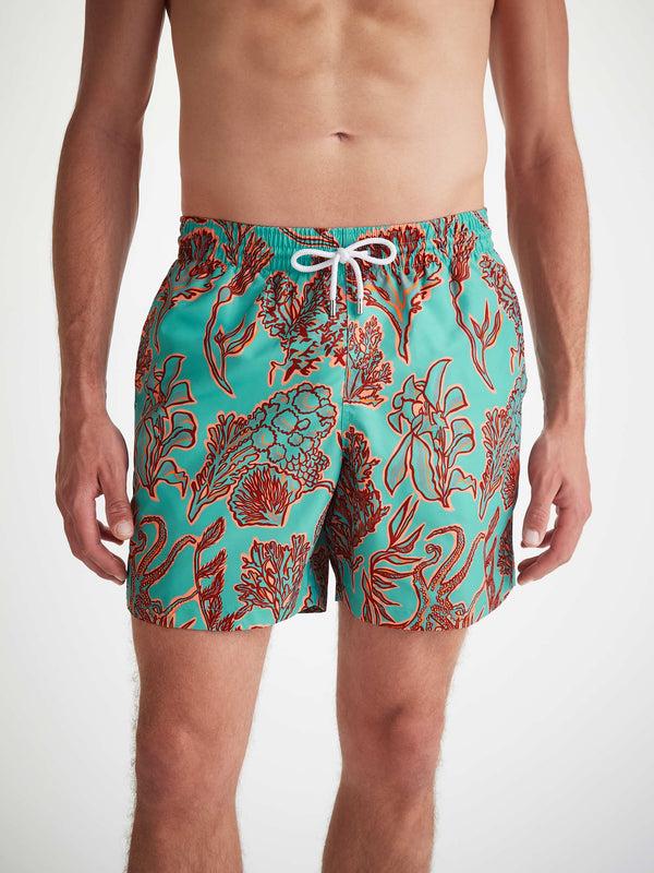Derek Rose Men's Swim Shorts Turquoise Octopus Print Turquoise