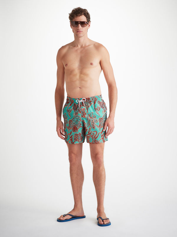 Derek Rose Men's Swim Shorts Turquoise Octopus Print Turquoise