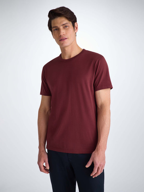 Derek Rose Men's T-Shirt Barny Pima Cotton Burgundy Burgundy