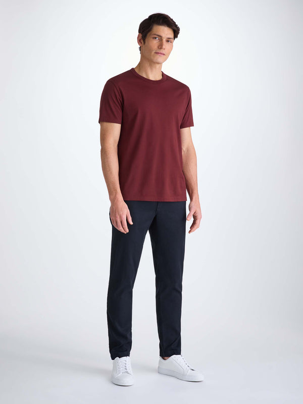Derek Rose Men's T-Shirt Barny Pima Cotton Burgundy Burgundy