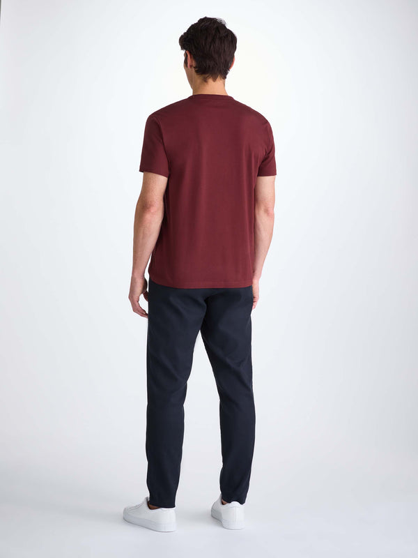 Derek Rose Men's T-Shirt Barny Pima Cotton Burgundy Burgundy