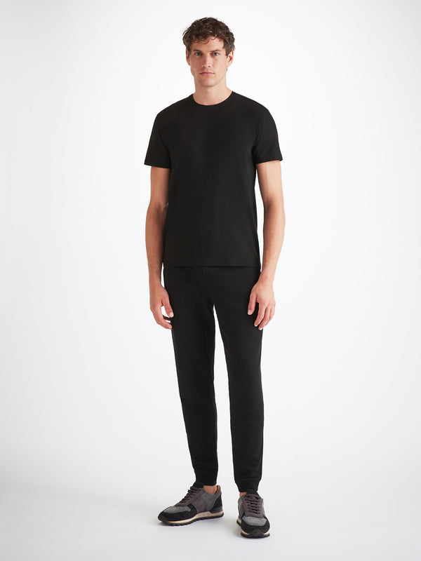 Derek Rose Men's T-Shirt Basel Micro Modal Stretch Black Black