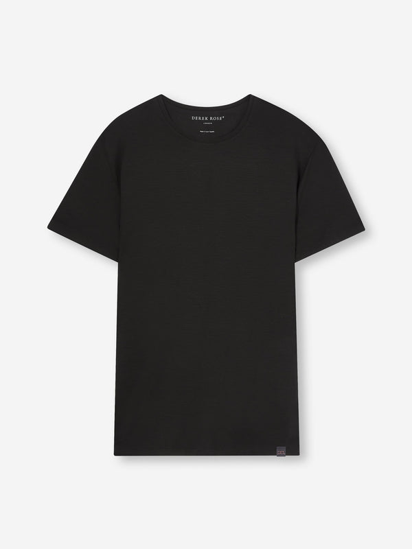 derek rose Men's T-Shirt Basel Micro Modal Stretch Black Black