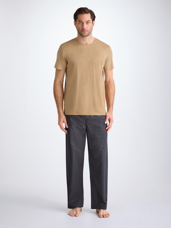 Derek Rose Men's T-Shirt Basel Micro Modal Stretch Camel Camel