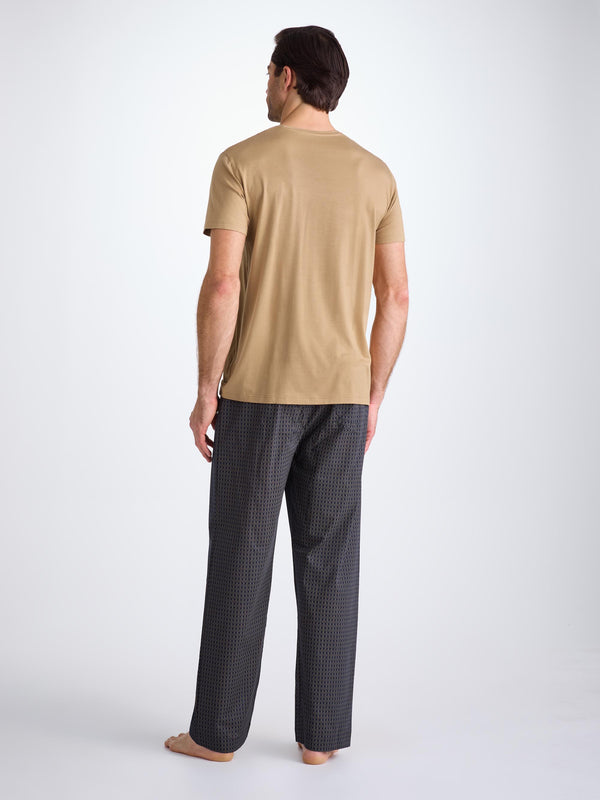 Derek Rose Men's T-Shirt Basel Micro Modal Stretch Camel Camel