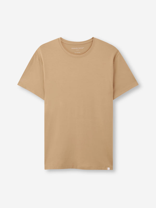 derek rose Men's T-Shirt Basel Micro Modal Stretch Camel Camel
