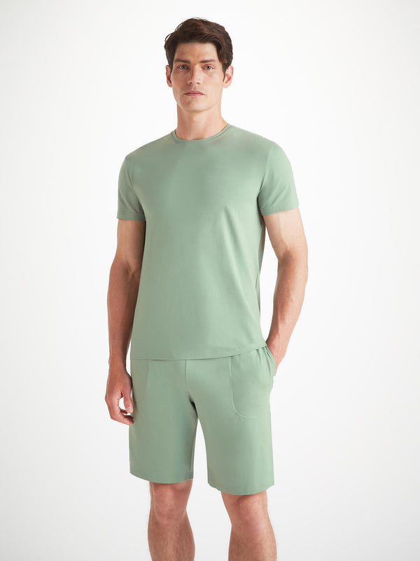 Derek Rose Men's T-Shirt Basel Micro Modal Stretch Eucalyptus Eucalyptus