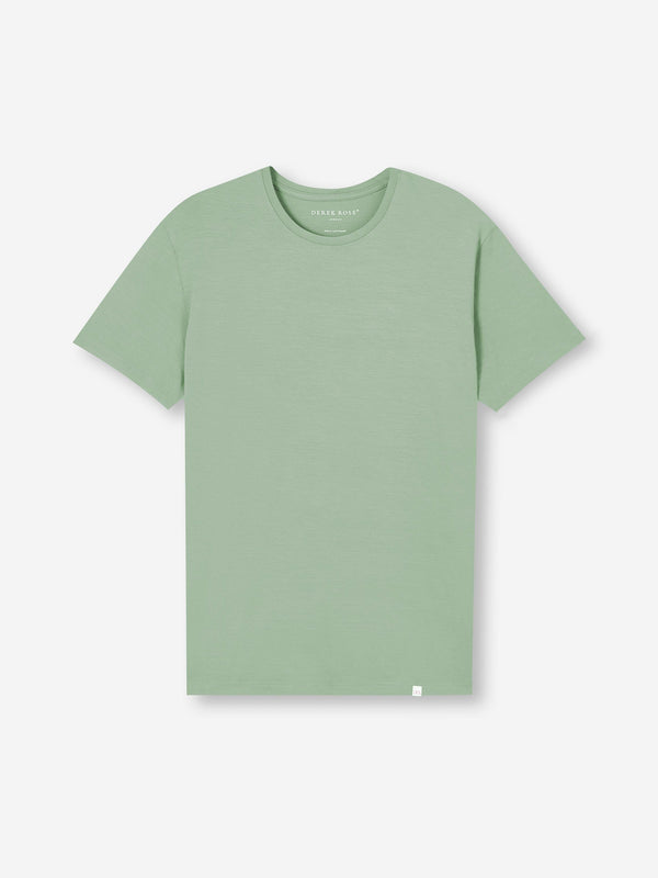 derek rose Men's T-Shirt Basel Micro Modal Stretch Eucalyptus Eucalyptus