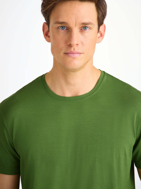 Derek Rose Men's T-Shirt Basel Micro Modal Stretch Leaf Green Leaf Green