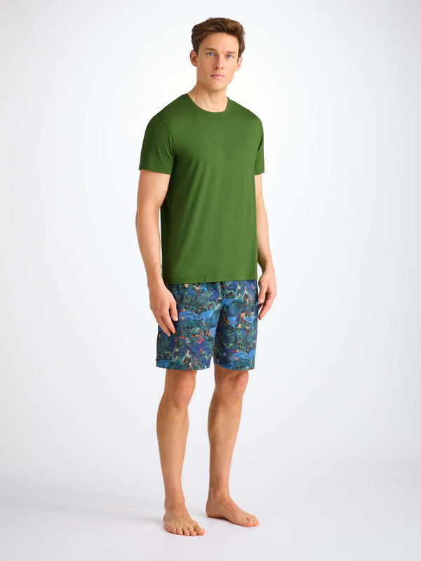 Derek Rose Men's T-Shirt Basel Micro Modal Stretch Leaf Green Leaf Green