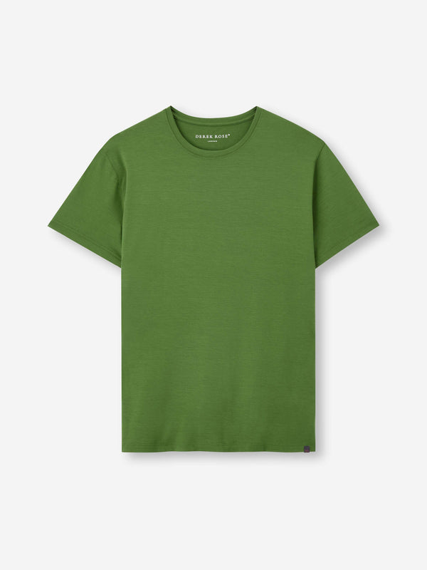 derek rose Men's T-Shirt Basel Micro Modal Stretch Leaf Green Leaf Green