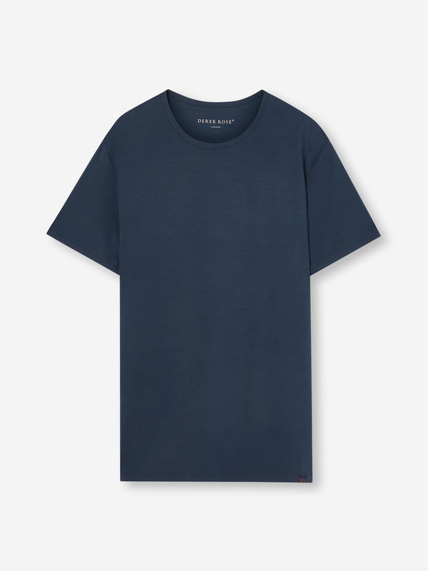 derek rose Men's T-Shirt Basel Micro Modal Stretch Navy Navy