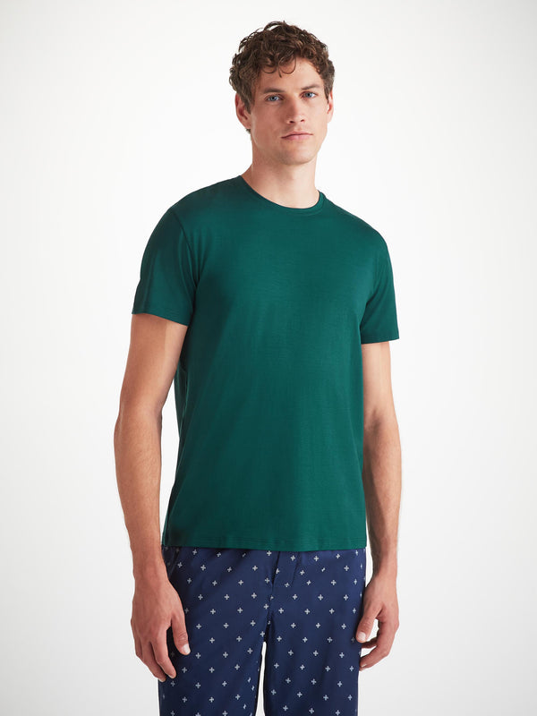 Derek Rose Men's T-Shirt Basel Micro Modal Stretch Pine Green Pine Green