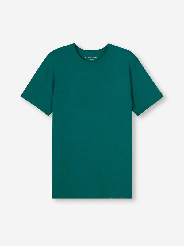 derek rose Men's T-Shirt Basel Micro Modal Stretch Pine Green Pine Green
