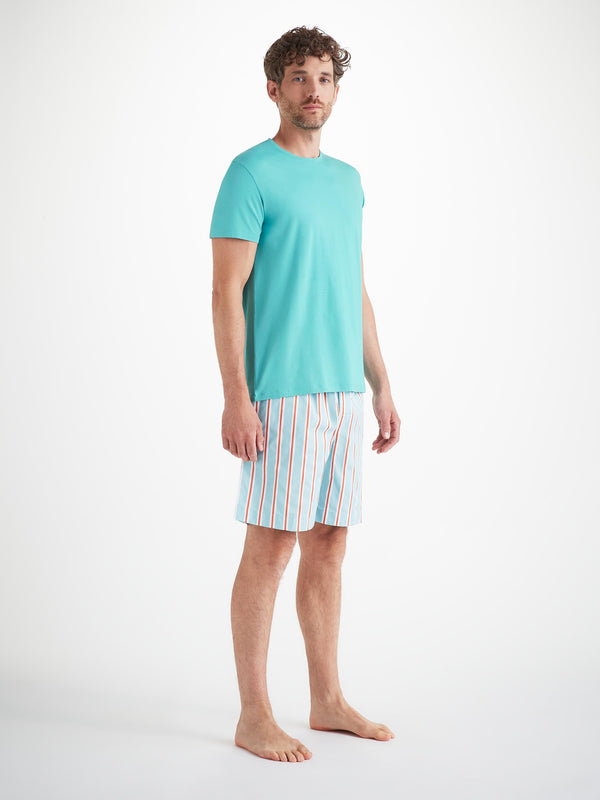 Derek Rose Men's T-Shirt Basel Micro Modal Stretch Turquoise Turquoise