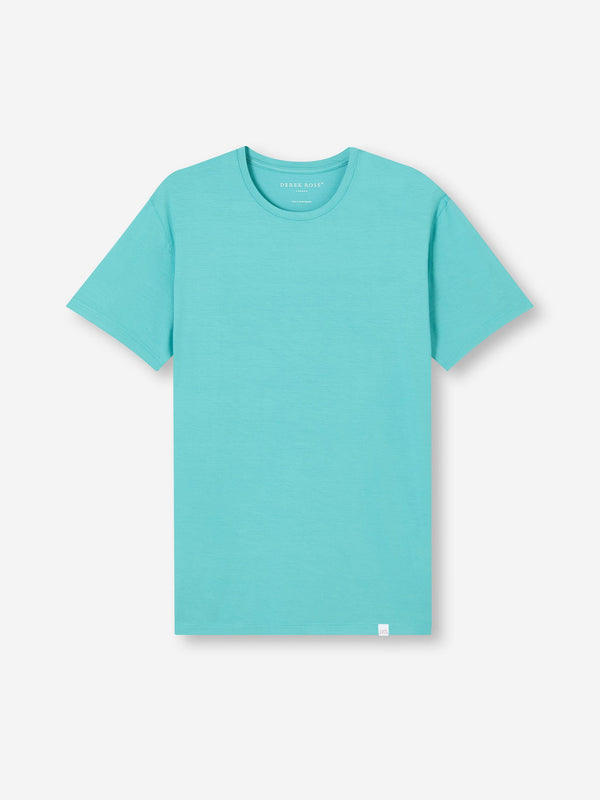 derek rose Men's T-Shirt Basel Micro Modal Stretch Turquoise Turquoise