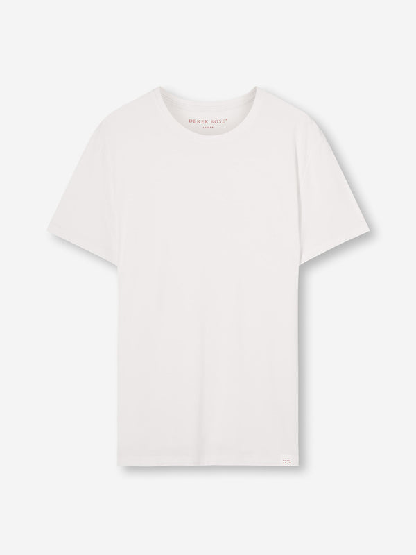 derek rose Men's T-Shirt Basel Micro Modal Stretch White White