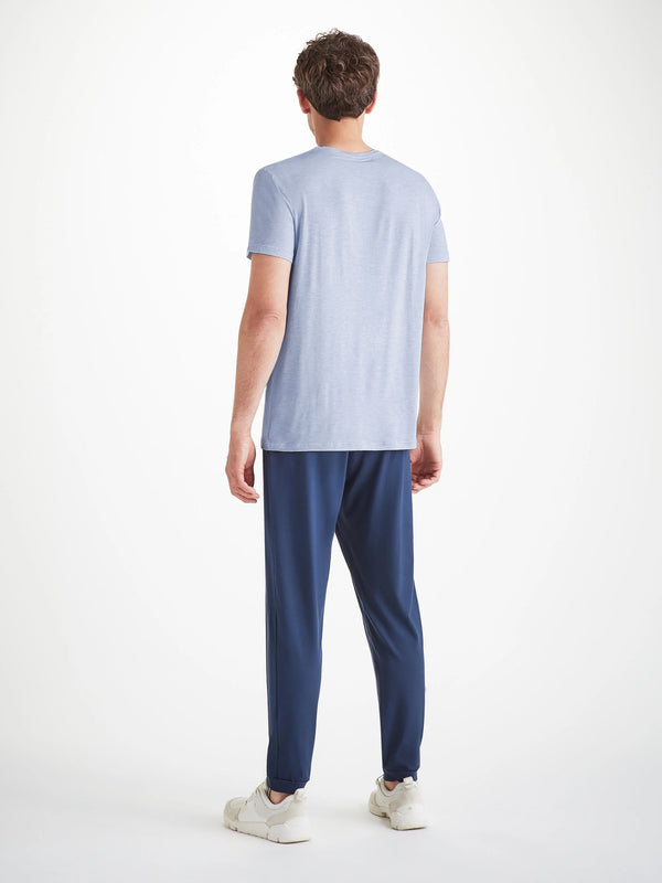 Derek Rose Men's T-Shirt Ethan Micro Modal Stretch Light Blue Marl Light Blue Marl