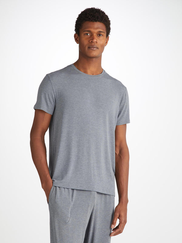 Derek Rose Men's T-Shirt Marlowe Micro Modal Stretch Charcoal Charcoal