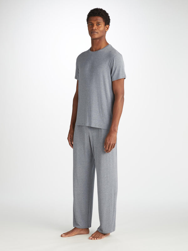Derek Rose Men's T-Shirt Marlowe Micro Modal Stretch Charcoal Charcoal