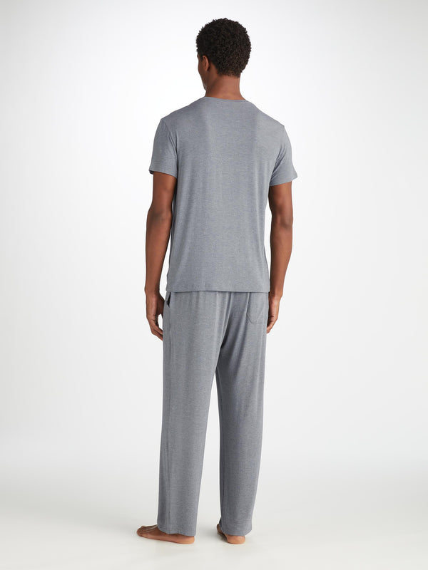 Derek Rose Men's T-Shirt Marlowe Micro Modal Stretch Charcoal Charcoal