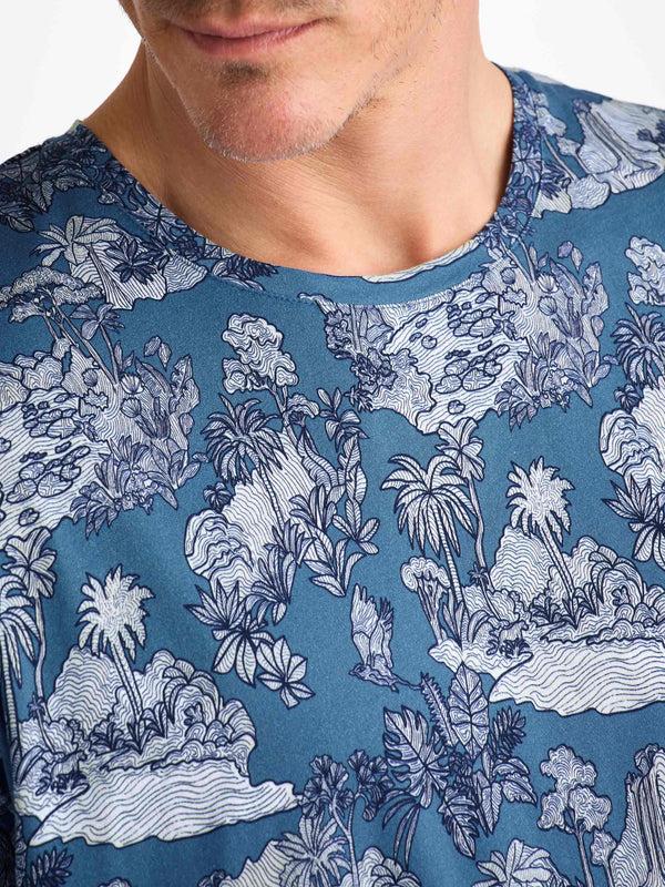 Derek Rose Men's T-Shirt Robin 17 Pima Cotton Blue Mid Blue