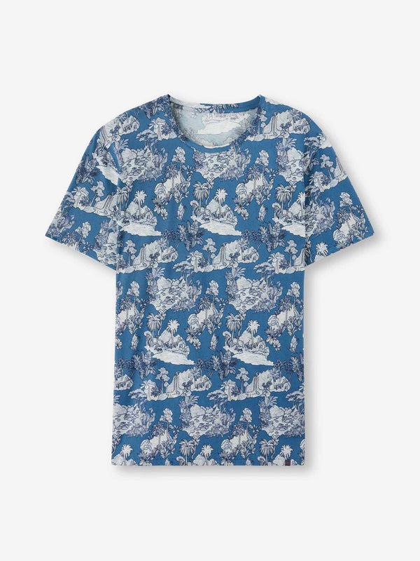 derek rose Men's T-Shirt Robin 17 Pima Cotton Blue Mid Blue