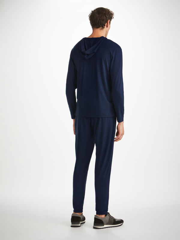 Derek Rose Men's Track Pants Basel Micro Modal Stretch Navy Navy