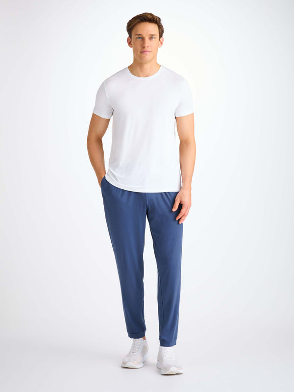 Derek Rose Men's Track Pants Basel Micro Modal Stretch Sapphire Sapphire