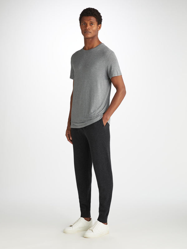 Derek Rose Men's Track Pants Finley Cashmere Charcoal Charcoal