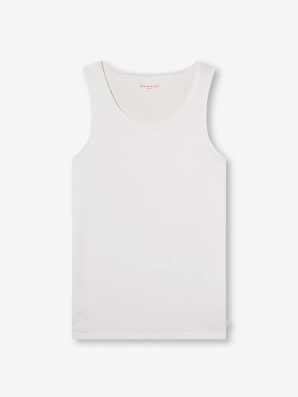 derek rose Men's Underwear Tank Top Jack Pima Cotton Stretch White White