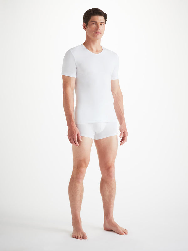 Derek Rose Men's Underwear V-Neck T-Shirt Alex Micro Modal Stretch White White