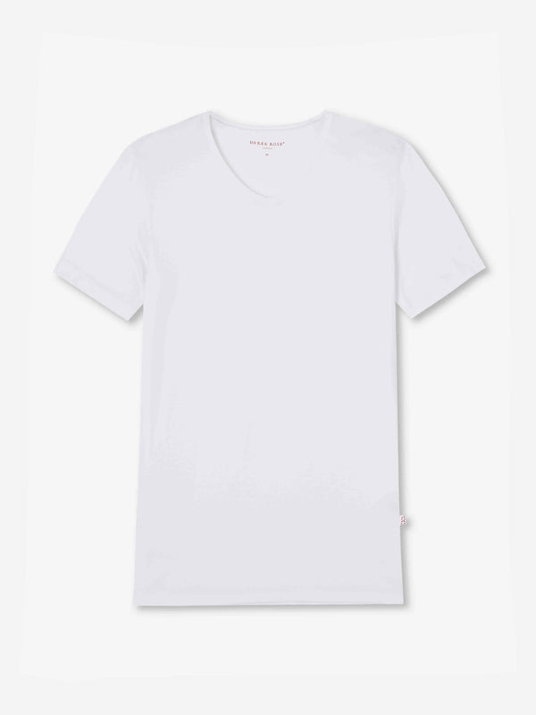 derek rose Men's Underwear V-Neck T-Shirt Alex Micro Modal Stretch White White