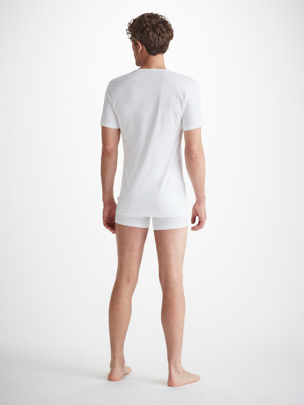 Derek Rose Men's Underwear V-Neck T-Shirt Jack Pima Cotton Stretch White White