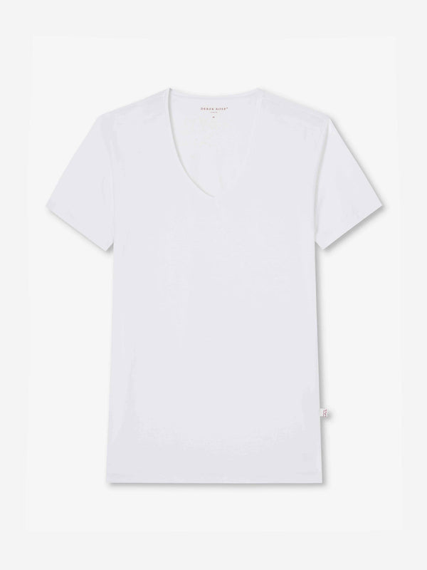 derek rose Men's Underwear V-Neck T-Shirt Jack Pima Cotton Stretch White White