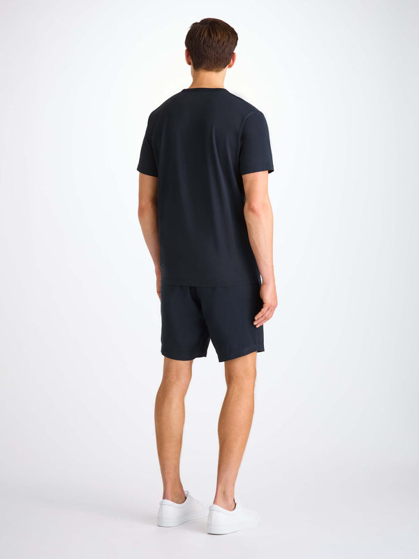 Derek Rose Men's V-Neck T-Shirt Barny Pima Cotton Navy Navy