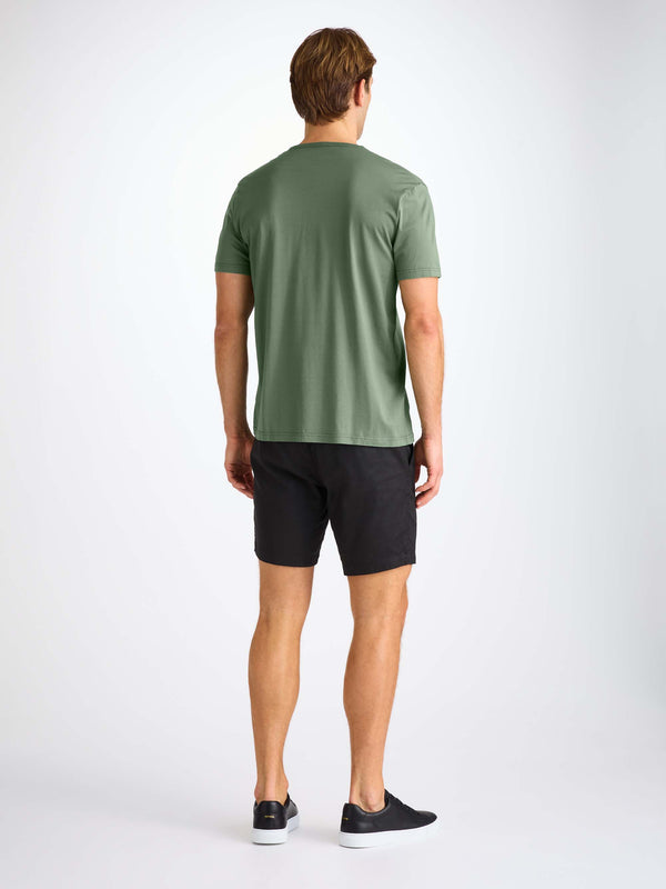 Derek Rose Men's V-Neck T-Shirt Barny Pima Cotton Soft Green Soft Green